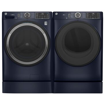 GE Appliances 4.8 Cu. Ft. Front Load Washer and 7.8 Cu. Ft. Electric Dryer Laundry Pair with Riser in Sapphire Blue, , large