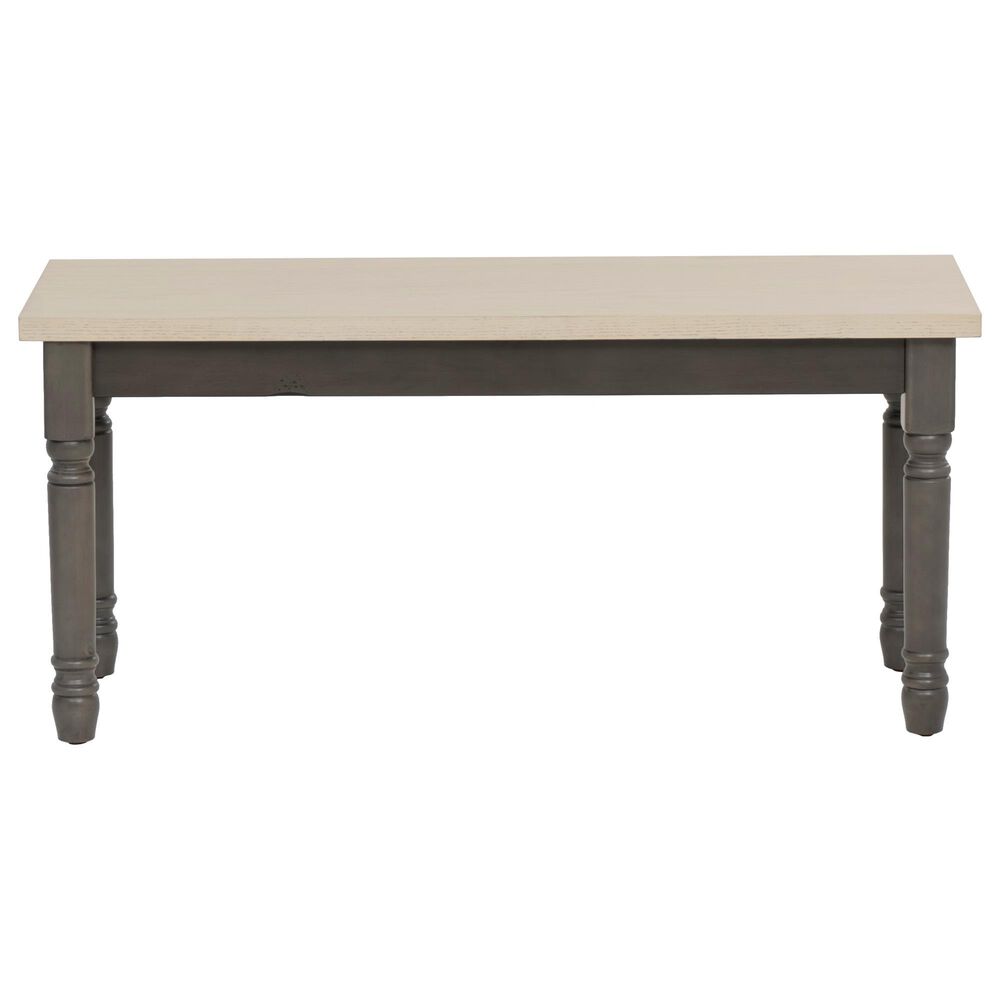 Linon Home Decor Willow Dining Bench in Smokey White and Dark Grey, , large