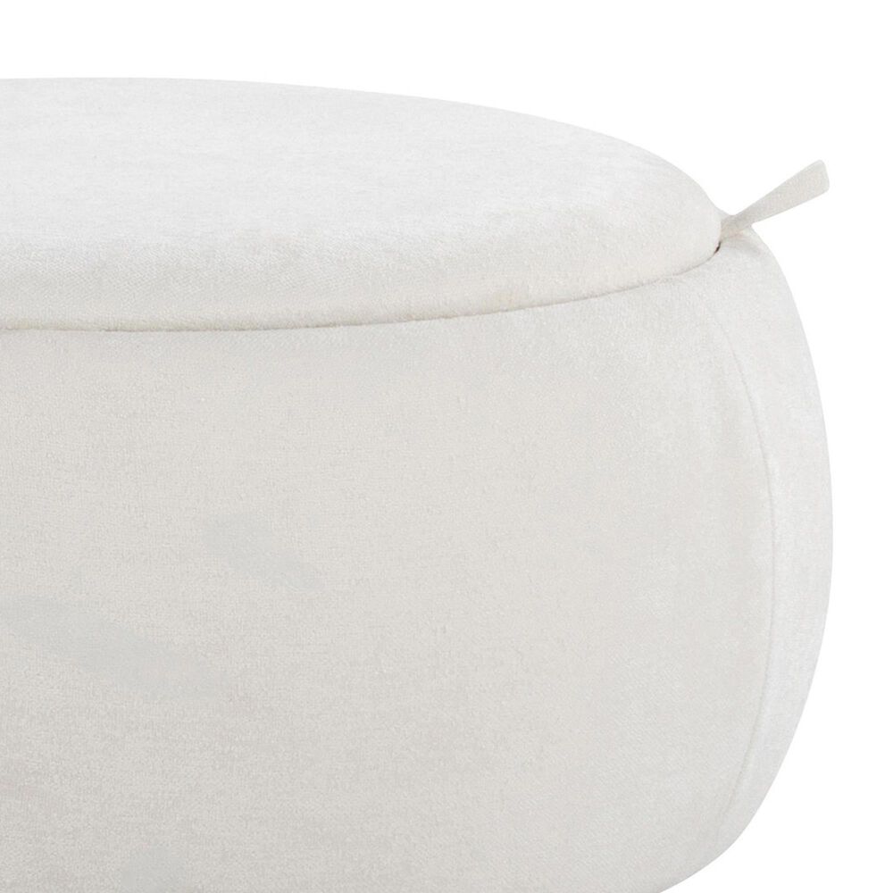 Lumisource Tray Storage Pouf with Leg in White, , large