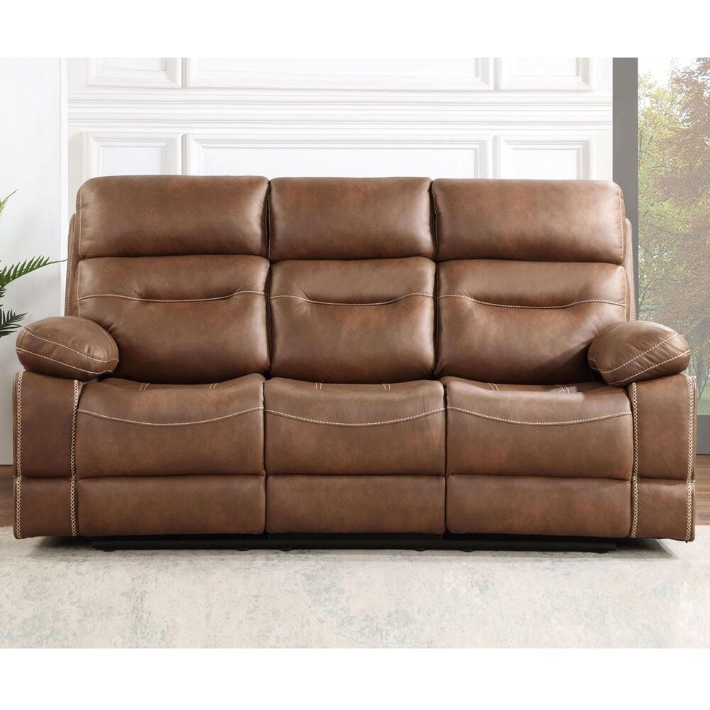 Steve Silver Rudger Manual Reclining Sofa in Chestnut Brown, , large