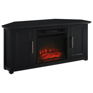Crosley Furniture Camden 48" Corner TV Stand with Fireplace in Black, , large