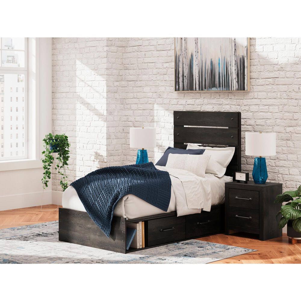 Ashley Hollivern Twin Panel Bed with Storage in Dark Gray, , large