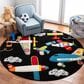 Safavieh Carousel Outer Space 5"3" Round Black and Ivory Kids Area Rug, , large