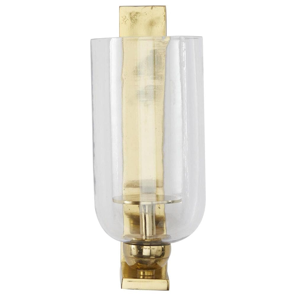 Maple and Jade 16" Single Indoor/Outdoor Wall Mount Candle Holder in Polished Gold and Clear, , large