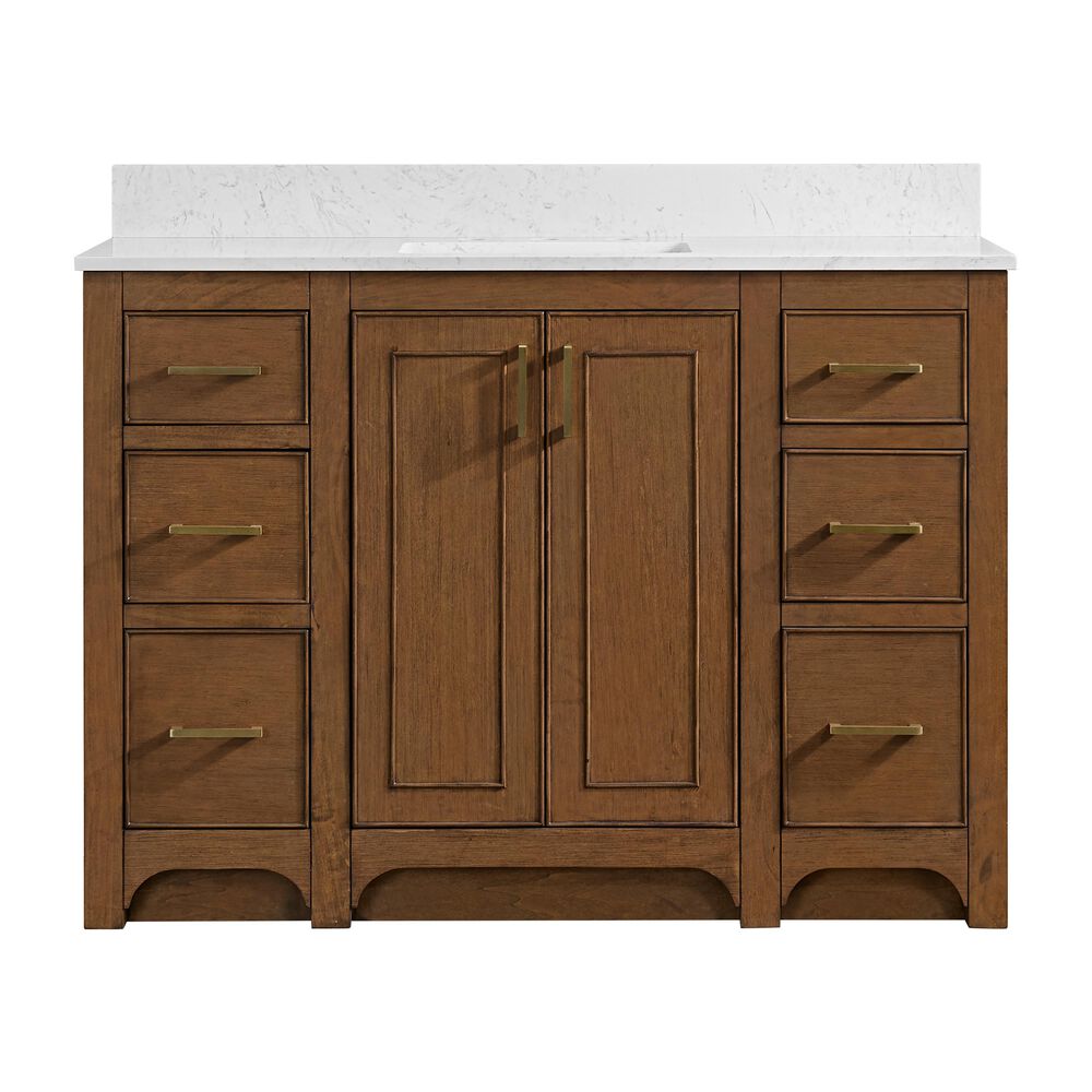 37B Lucerne 48" Single Bathroom Vanity in Dark Maplewood with Marble Top and Backsplash, , large