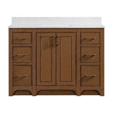 37B Lucerne 48" Single Bathroom Vanity in Dark Maplewood with Marble Top and Backsplash, , large