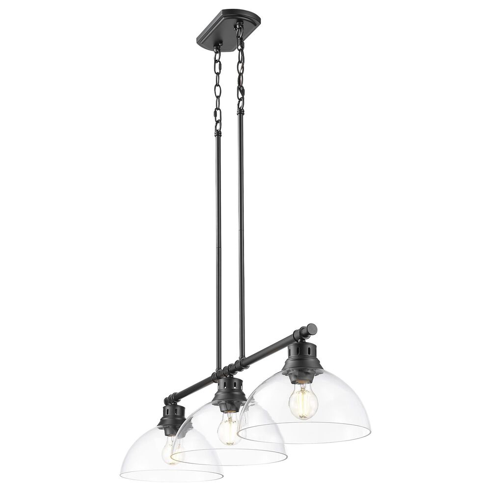 Golden Lighting Duncan 3-Light Pendant with Clear Shade in Matte Black, , large