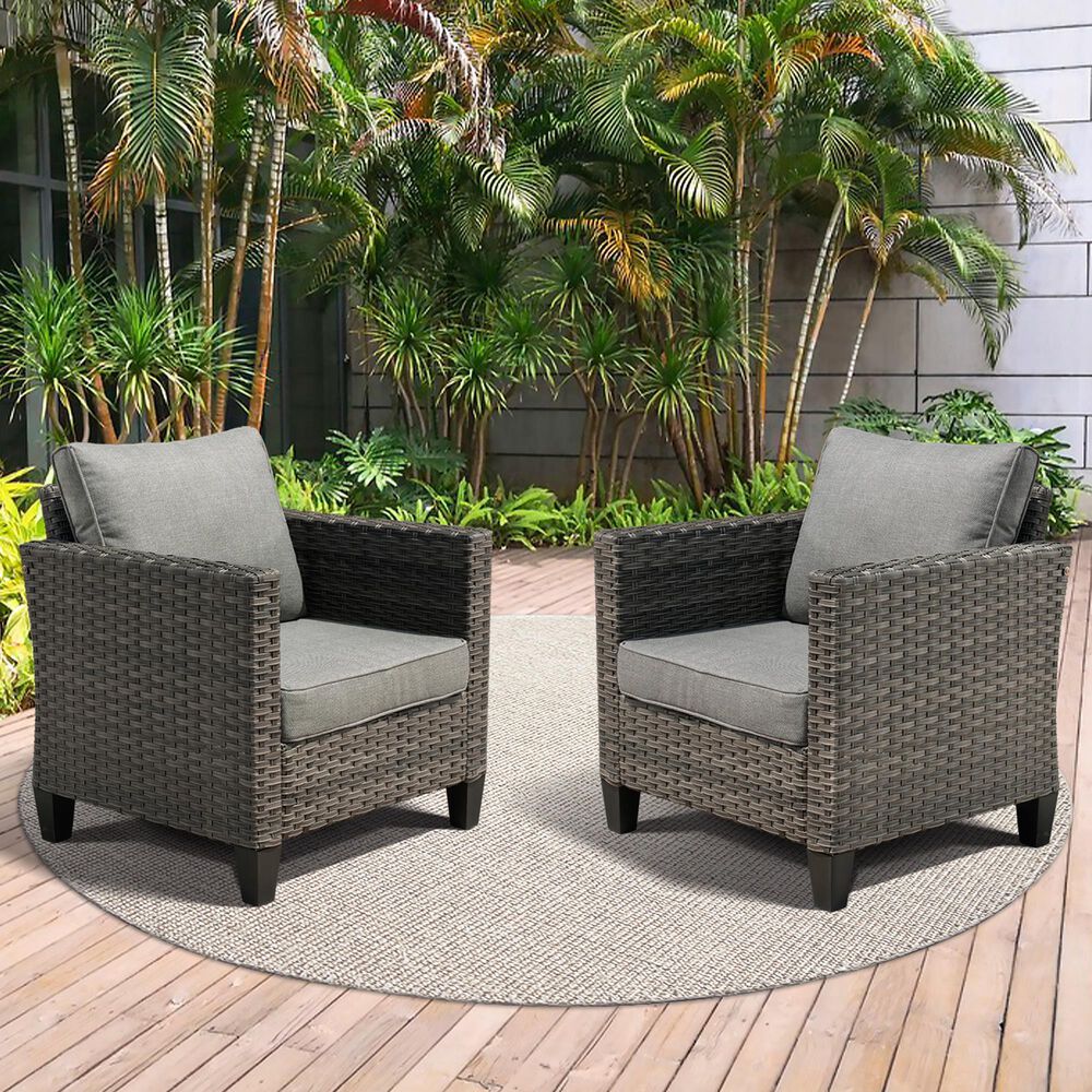 HOMLUX 28" Patio Single Chair in Dark Grey (Set of 2), , large