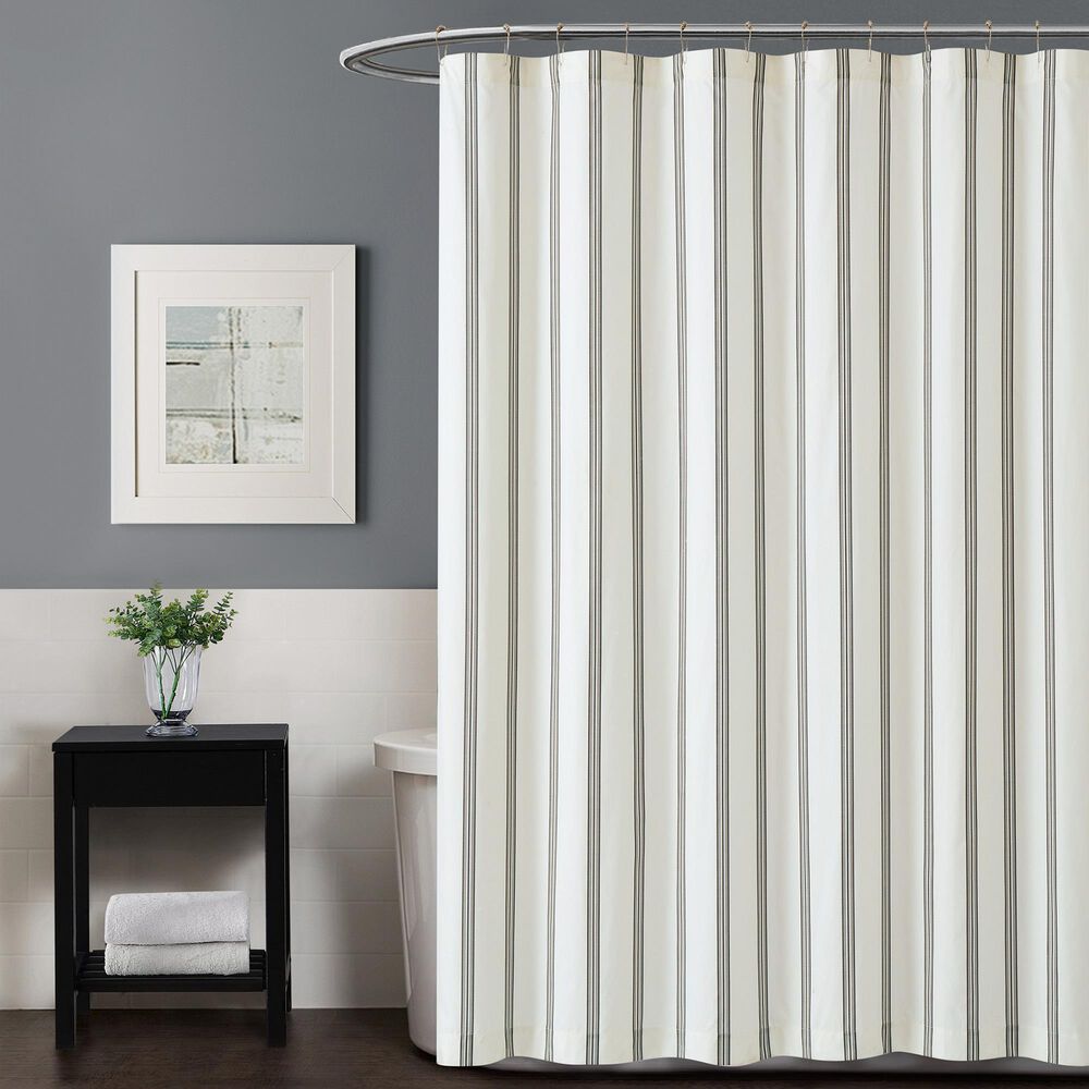 Pem America Truly Soft Millennial Shower Curtain in Ivory and Black, , large