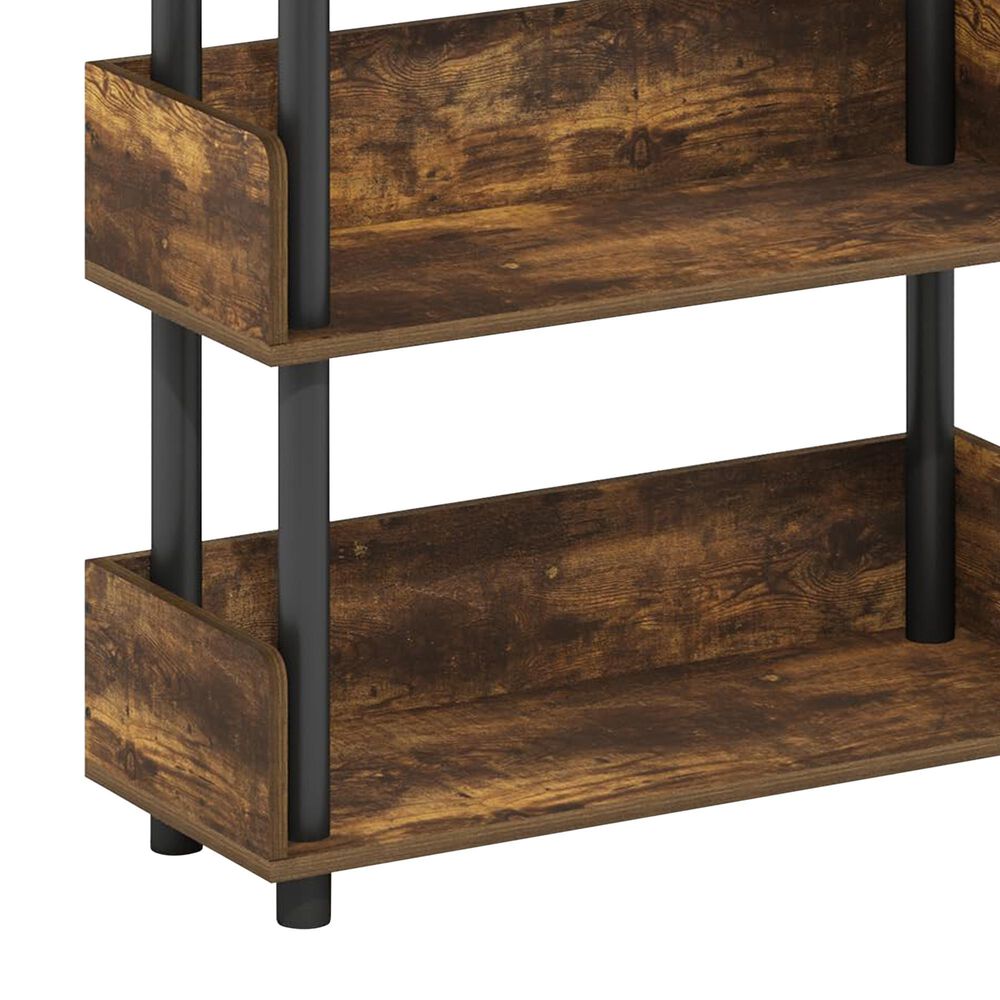 HOMLUX Turn-N-Tube 4-Tier Open Display Storage Bookshelf in Amber Pine and Black, , large
