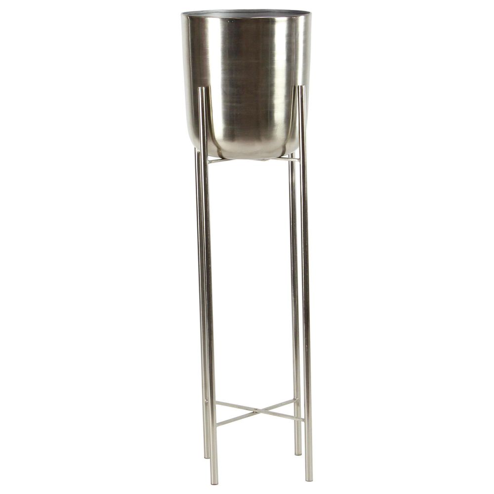 Maple and Jade Dome Indoor/Outdoor Planter with Removable Stand in Polished Silver &#40;Set of 2&#41;, , large