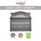 Oxford Baby Glenbrook 3- Piece Nursery Set with 4- In- 1 Crib, Dresser and Changer Top in Graphite Gray, , large