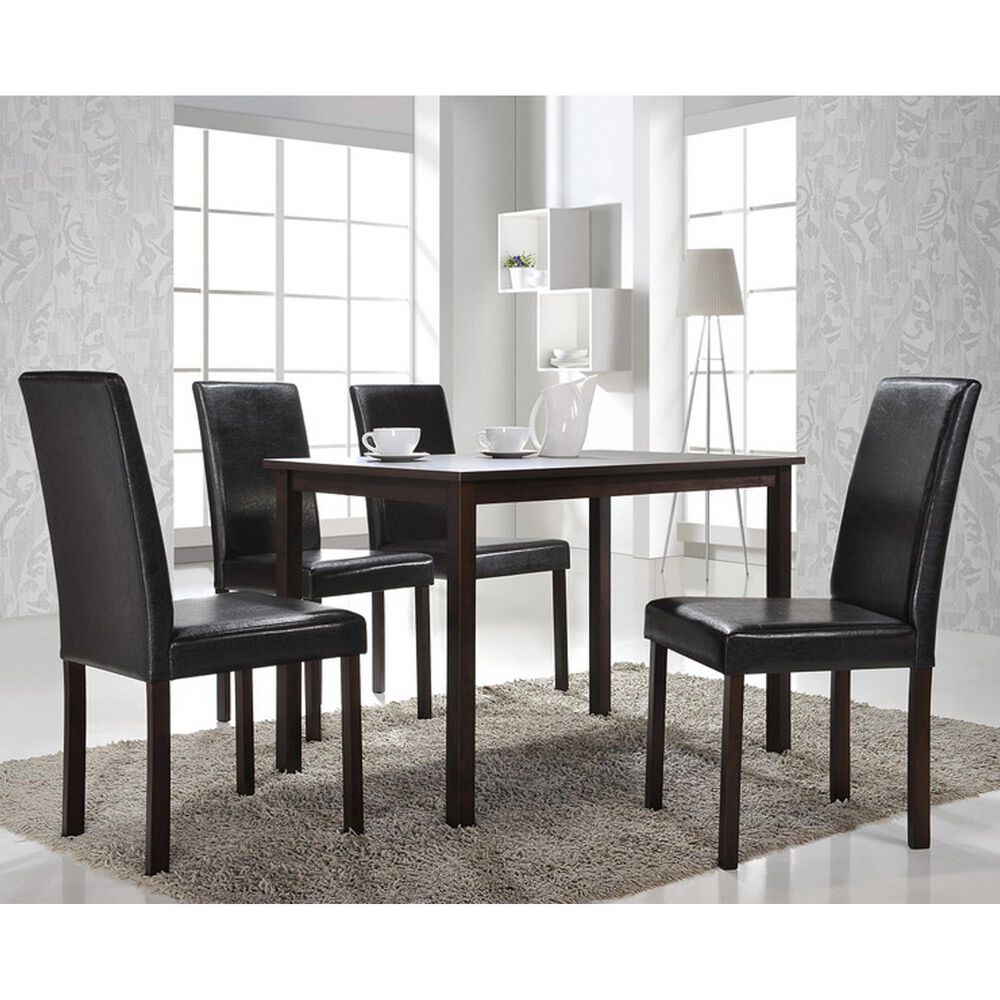 Baxton Studio Andrew Side Chair in Dark Brown (Set of 4), , large