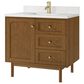 James Martin Laurent 36" Single Bathroom Vanity in Honey Oak with Single Hole 3 cm White Zeus Silestone Top and Rectangular Sink, , large