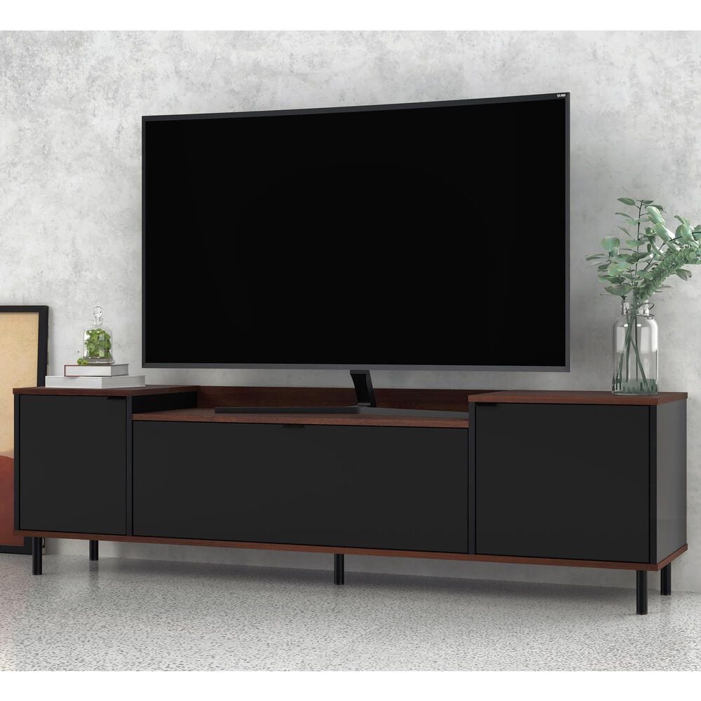 Dayton Mosholu 66&quot; TV Stand in Black and Nut Brown, , large