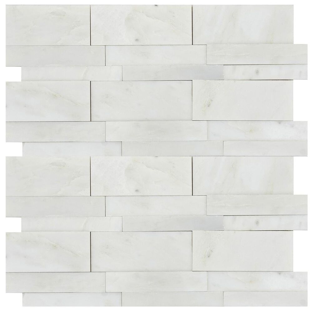 Emser Winter Frost 12" x 12" 3D Linear Honed Natural Stone Mosaic Sheet, , large