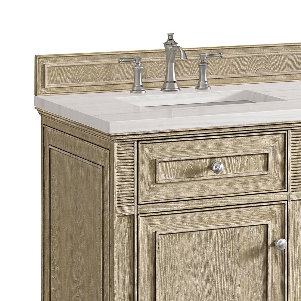 James Martin Vanities Lorelai 60&quot; Double Vanity in Whitewashed Oak with 3 cm Arctic Fall Solid Surface Top, , large