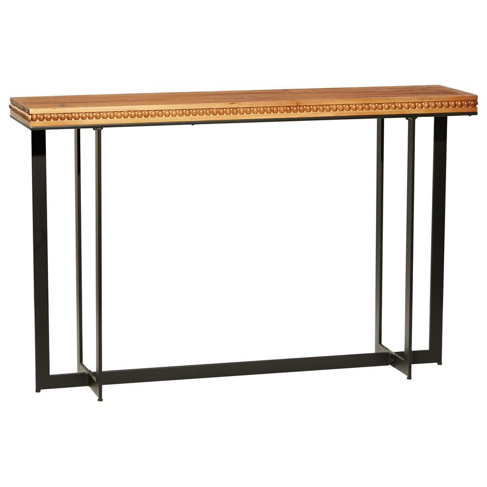 Uma Enterprises Wood Console Table in Natural Brown and Black, , large