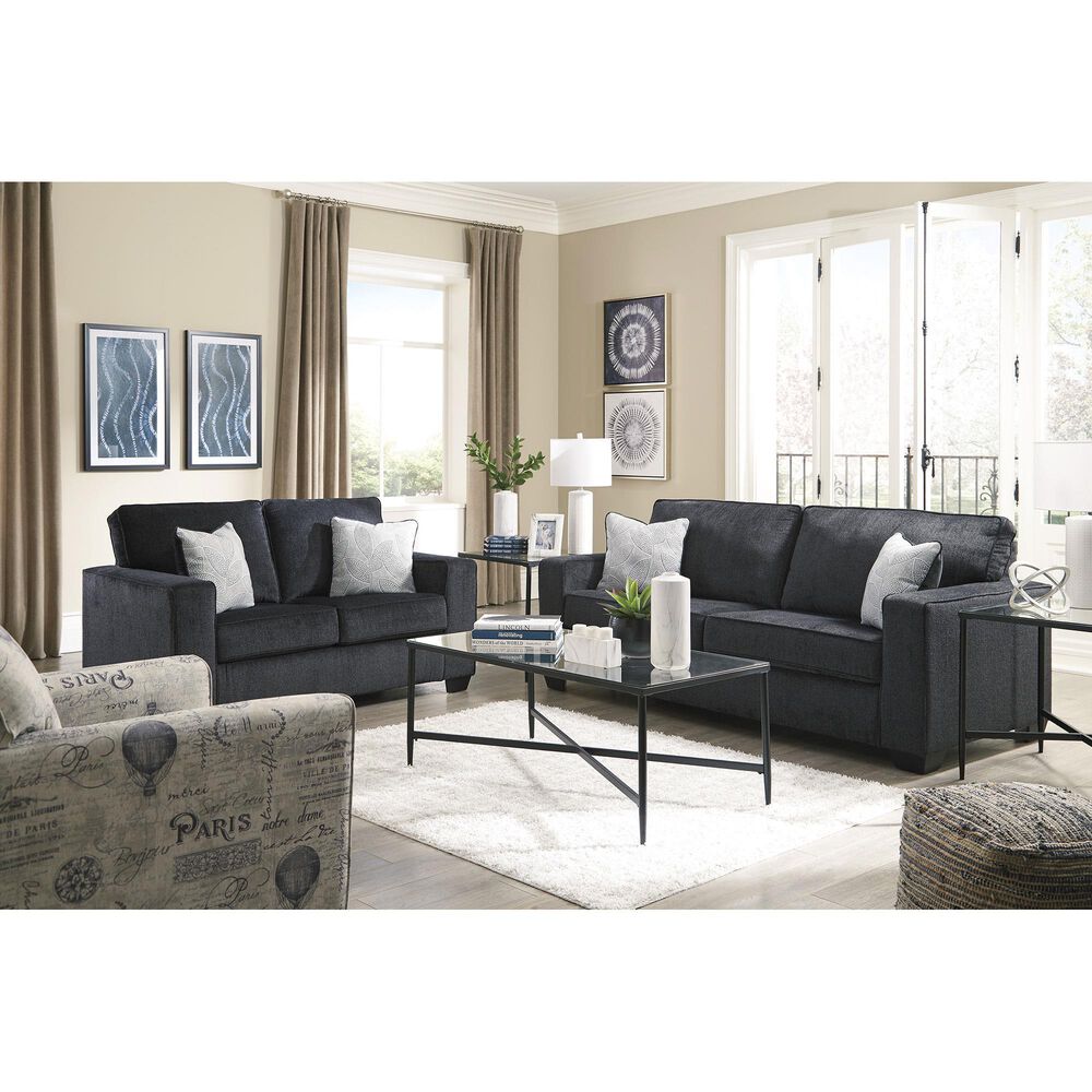 Ashley Altari Stationary Sofa and Loveseat Set in Slate, , large
