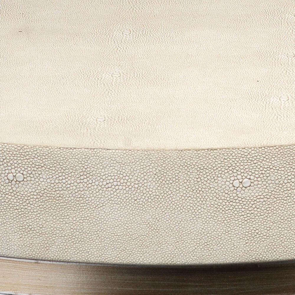 Splendor Living Jamestown Faux Shagreen Round Side Table in Ivory and Champagne, , large