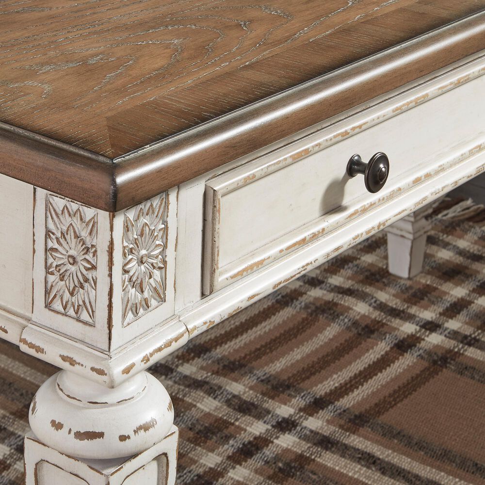 Ashley Realyn 3-Drawer Home Office Desk in White and Brown, , large