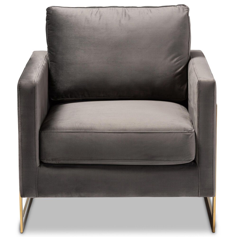 Baxton Studio Matteo Arm Chair in Grey, , large