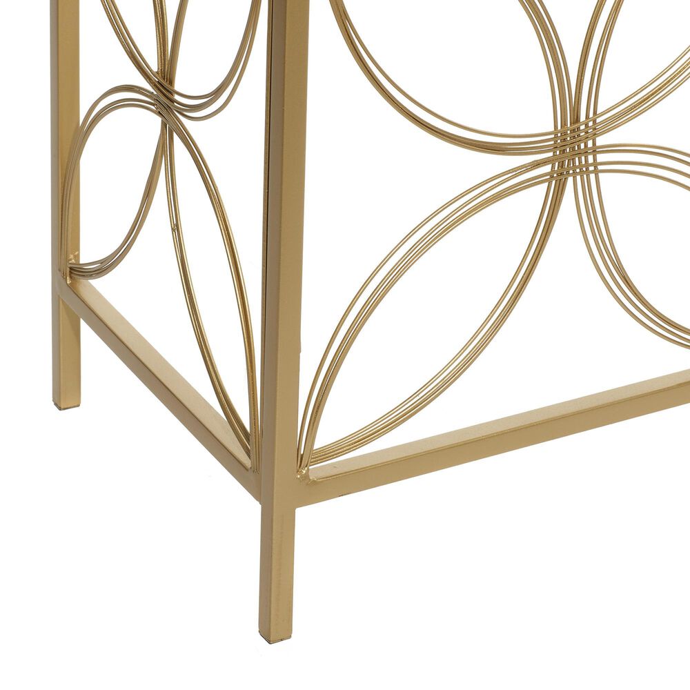 Maple and Jade Contemporary Console Table in Matte Gold, , large