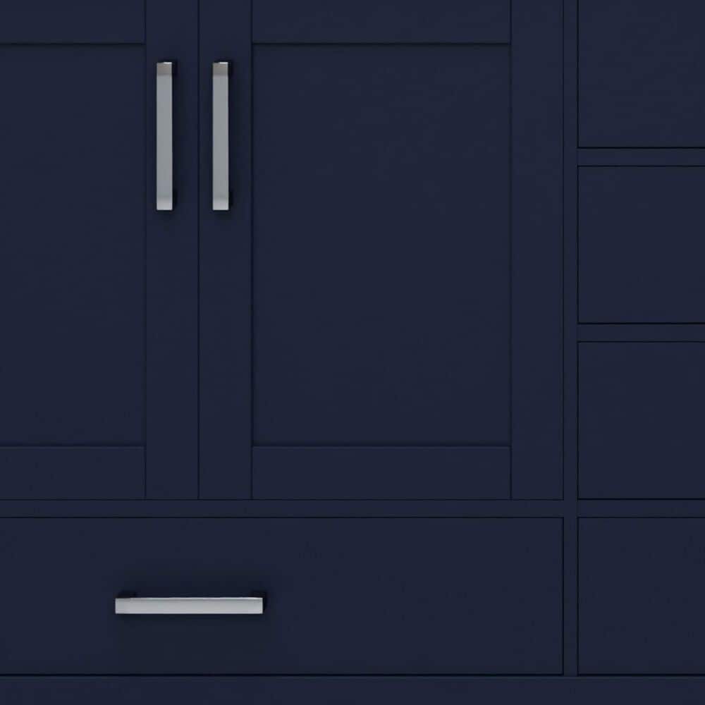 Lexora Home Jacques 72&quot; Double Bathroom Vanity in Navy Blue with 2 cm White Carrara Marble Top and Rectangular Sinks, , large
