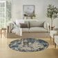 Nourison Rustic Textures RUS08 Grey and Blue 5"3" Round Area Rug, , large