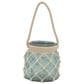 Maple and Jade 7" x 15" Indoor/Outdoor Candle Lantern with Rope Handle in Frosted Blue and Cream, , large