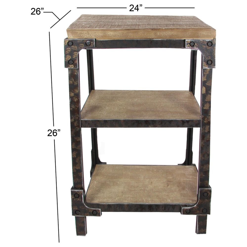 Maple and Jade 2-Shelf Accent End Table in Brown and Bronze, , large