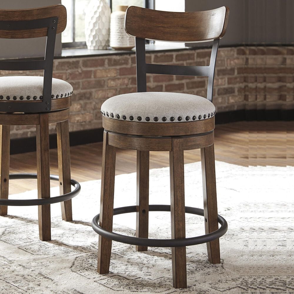 Ashley Valebeck 24.5&quot; Counter Stool with Back in Brown and Black, , large