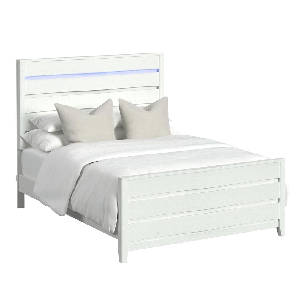 Mayberry Hill Tobias Full Panel Bed with LED in White, , large