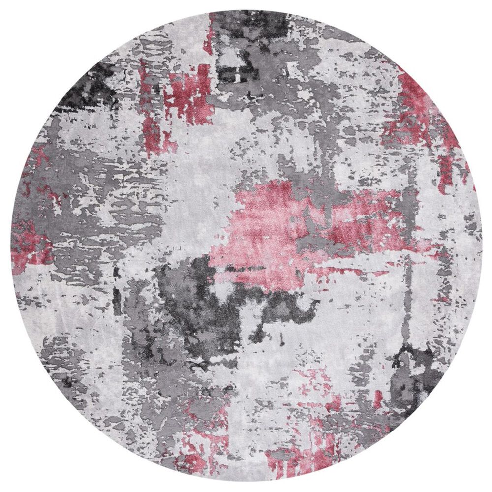 Safavieh Craft 4" Round Grey and Pink Area Rug, , large