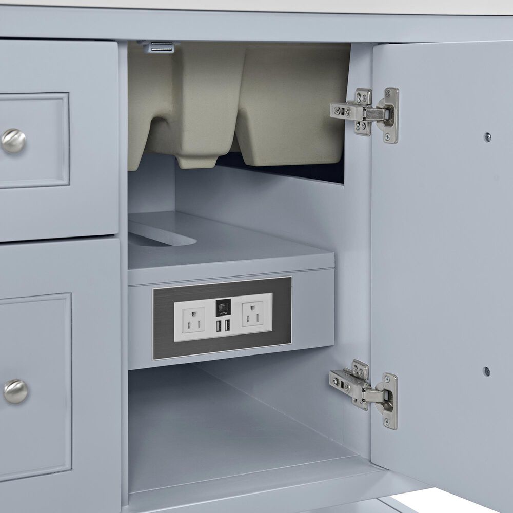 James Martin Vanities Breckenridge 36" Single Bathroom Vanity in Serenity Blue with 3 cm White Zeus Quartz Top and Rectangular Sink, , large