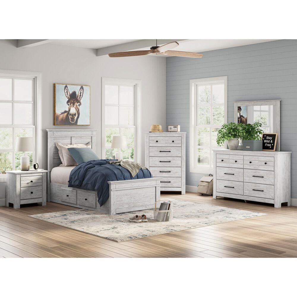 Ashley Makidern 2 Piece Twin Storage Bedroom Set with Four Drawers in Whitewash, , large