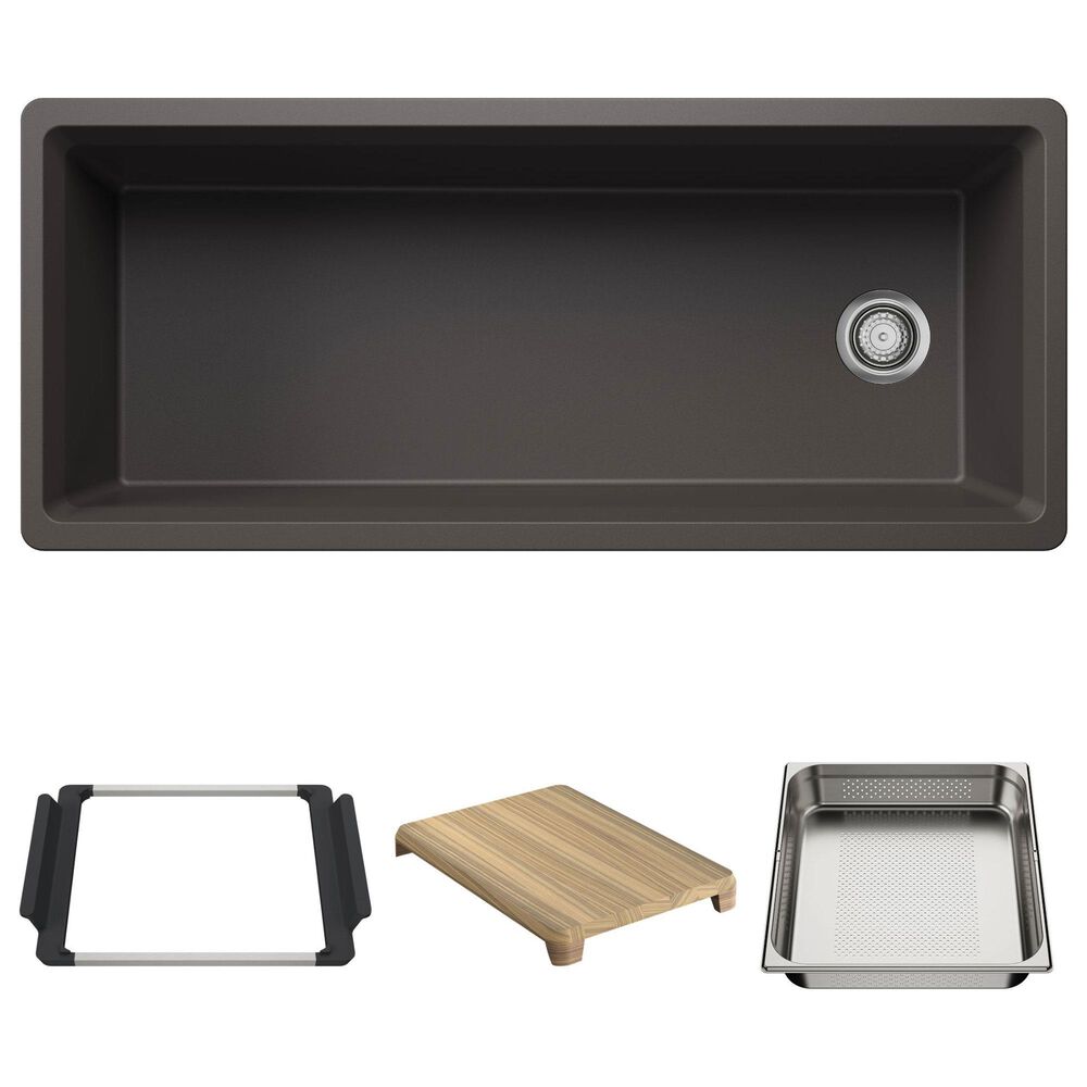 Blanco Inteos 45" Undermount Single Bowl Kitchen Sink in Cinder, , large