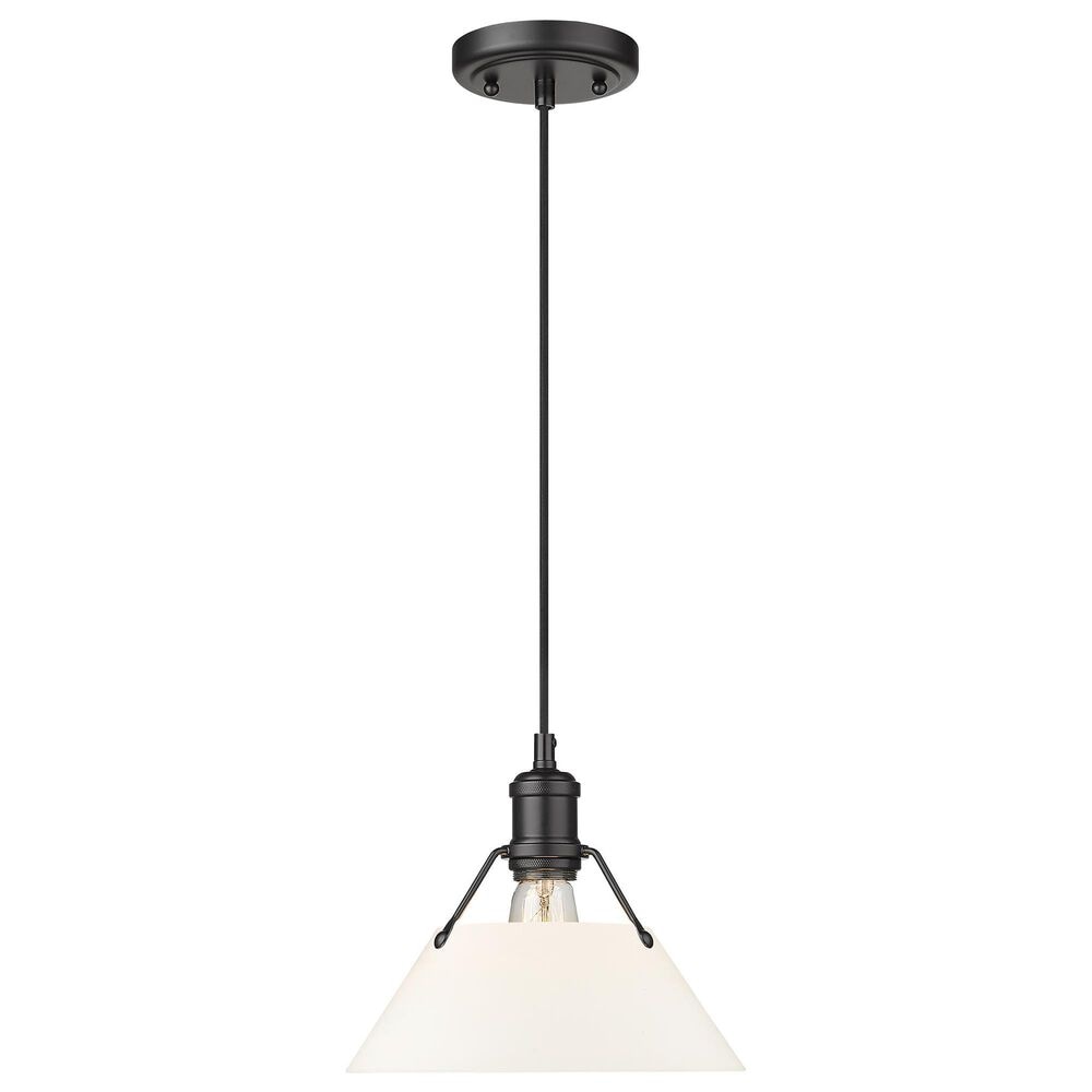 Golden Lighting Orwell 1-Light Medium Pendant with Opal Glass Shade in Matte Black, , large