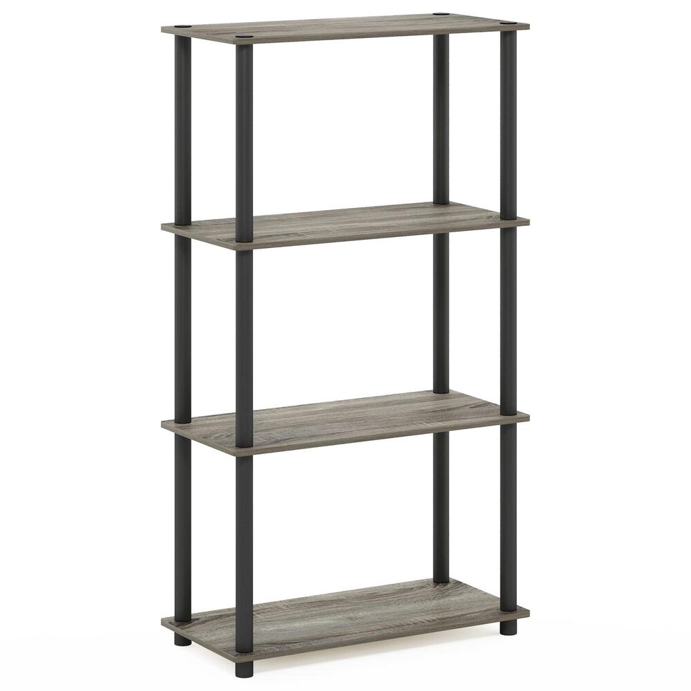 HOMLUX Turn-N-Tube 4-Tier Multipurpose Shelf Display Rack in French Oak Grey and Black, , large