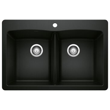 Blanco Diamond Equal Double Dual Mount Sink in Coal Black, , large