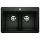 Blanco Diamond Equal Double Dual Mount Sink in Coal Black, , large