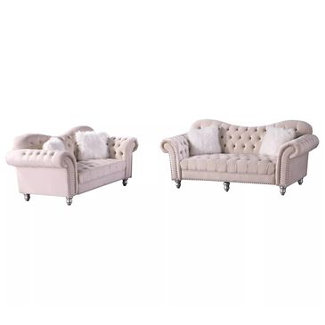 Morden Fort America Sofa and Loveseat in Beige Velvet, , large