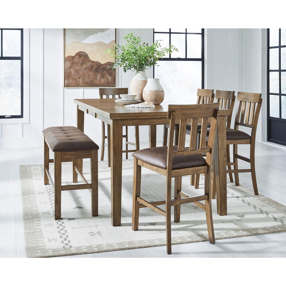 Ashley Urbinforte 25.75" Faux Leather Barstool in Light Brown, , large