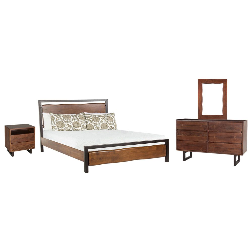 Home Trends & Design Aspen 4-Piece King Bedroom Set in Walnut Brown and Antique Zinc, , large