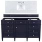 James Martin Vanities Brittany 60" Single Bathroom Vanity in Victory Blue with 3 cm Carrara White Marble Top and Rectangle Sink, , large