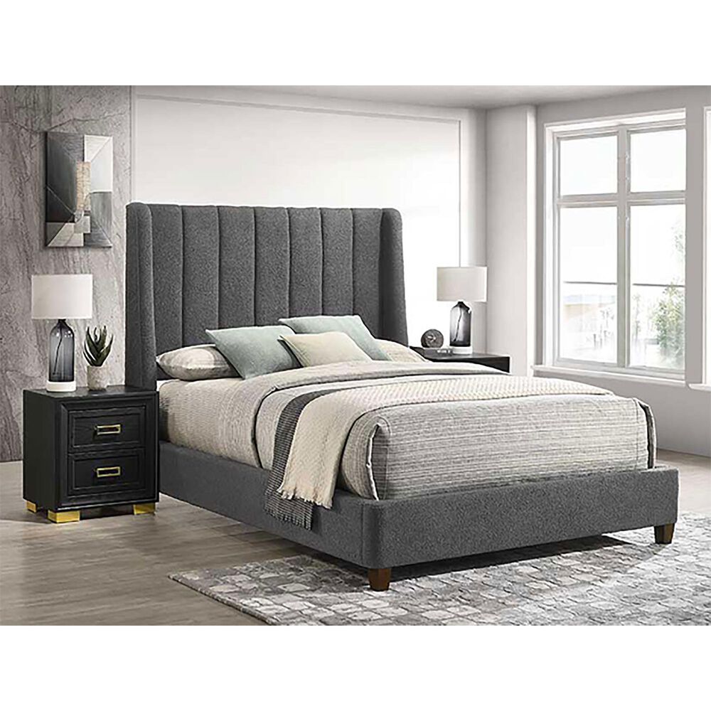 Claremont Anges Upholstered King Panel Bed in Gray | NFM