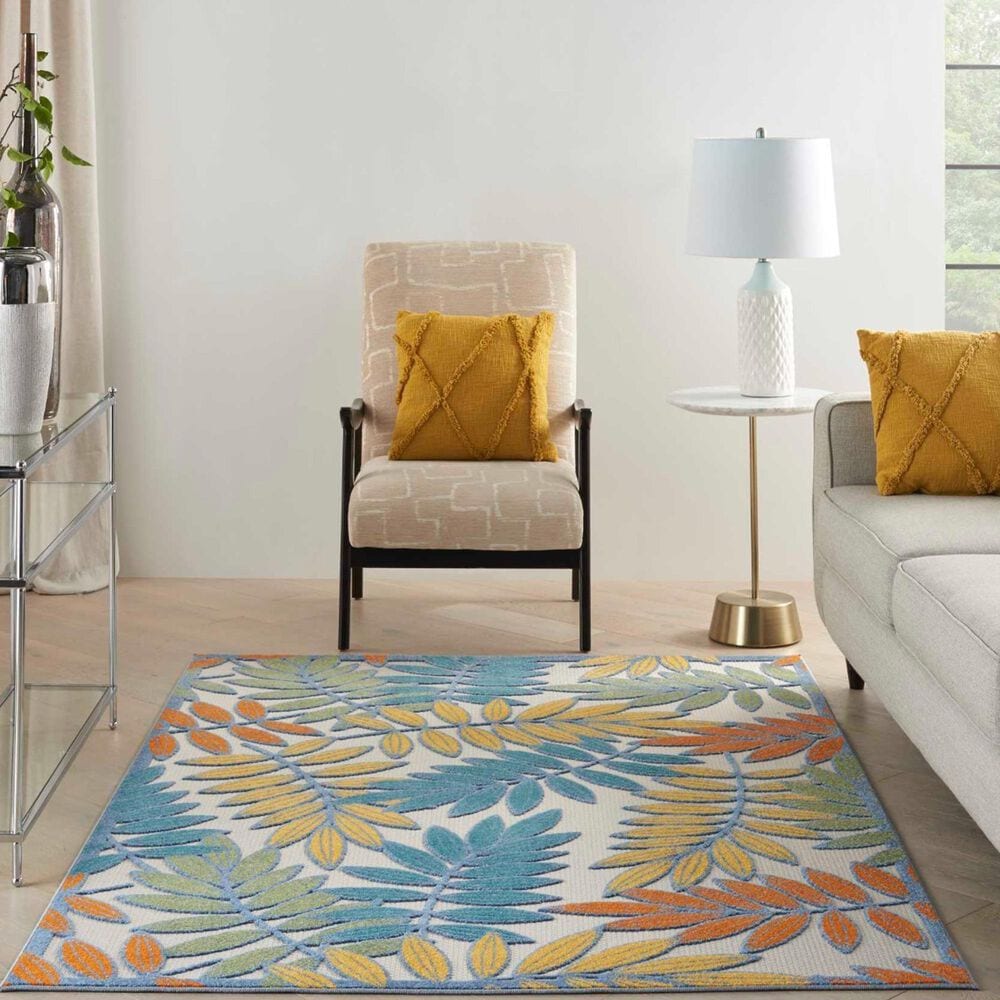 Nourison Aloha ALH18 3&#39;6&quot; x 5&#39;6&quot; Ivory and Multicolor Indoor/Outdoor Area Rug, , large