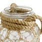Maple and Jade 9" Decorative Indoor/Outdoor Candle Lantern with Rope Handle in Clear and Brown, , large