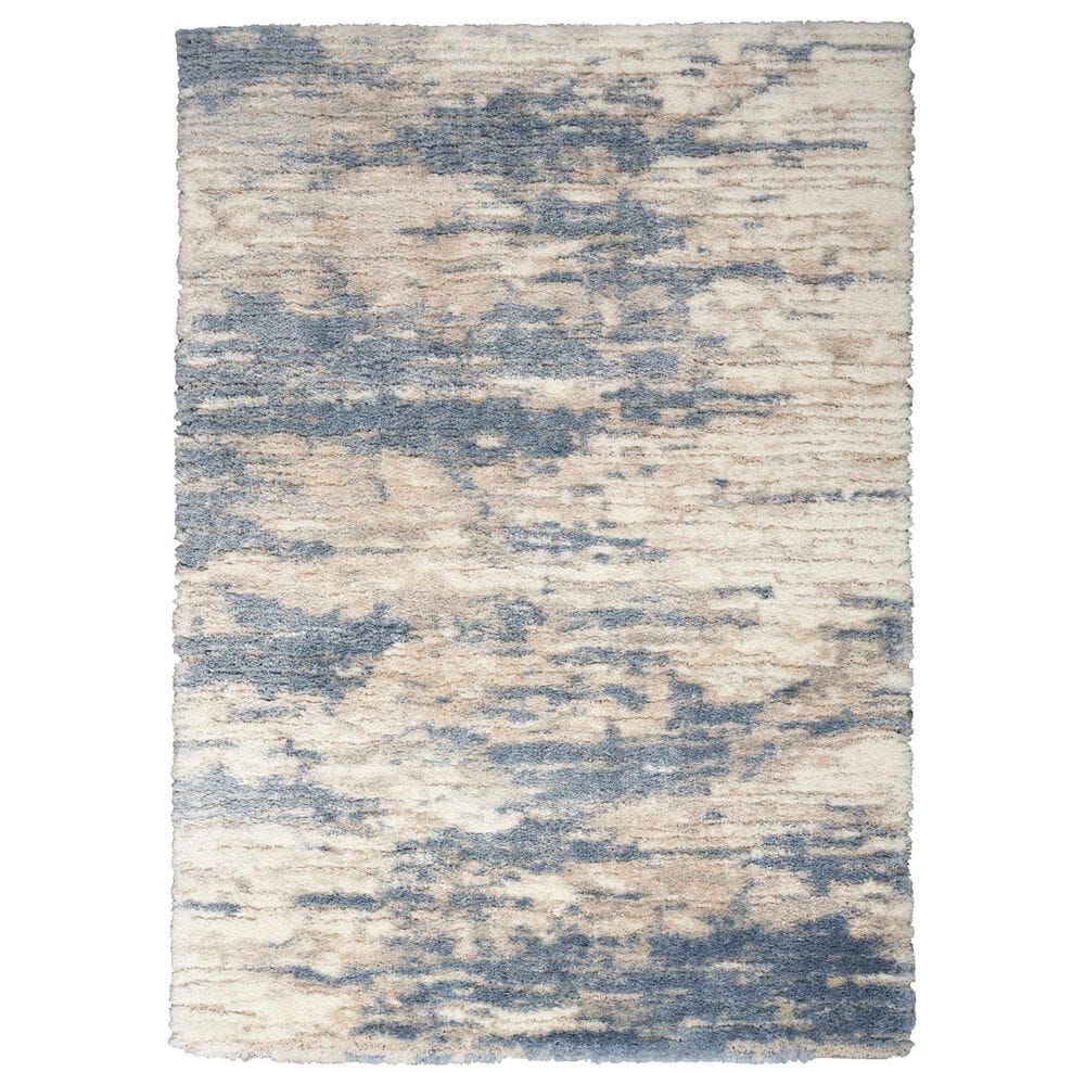 Nourison Dreamy Shag 4" x 6" Light Blue and Grey Area Rug, , large