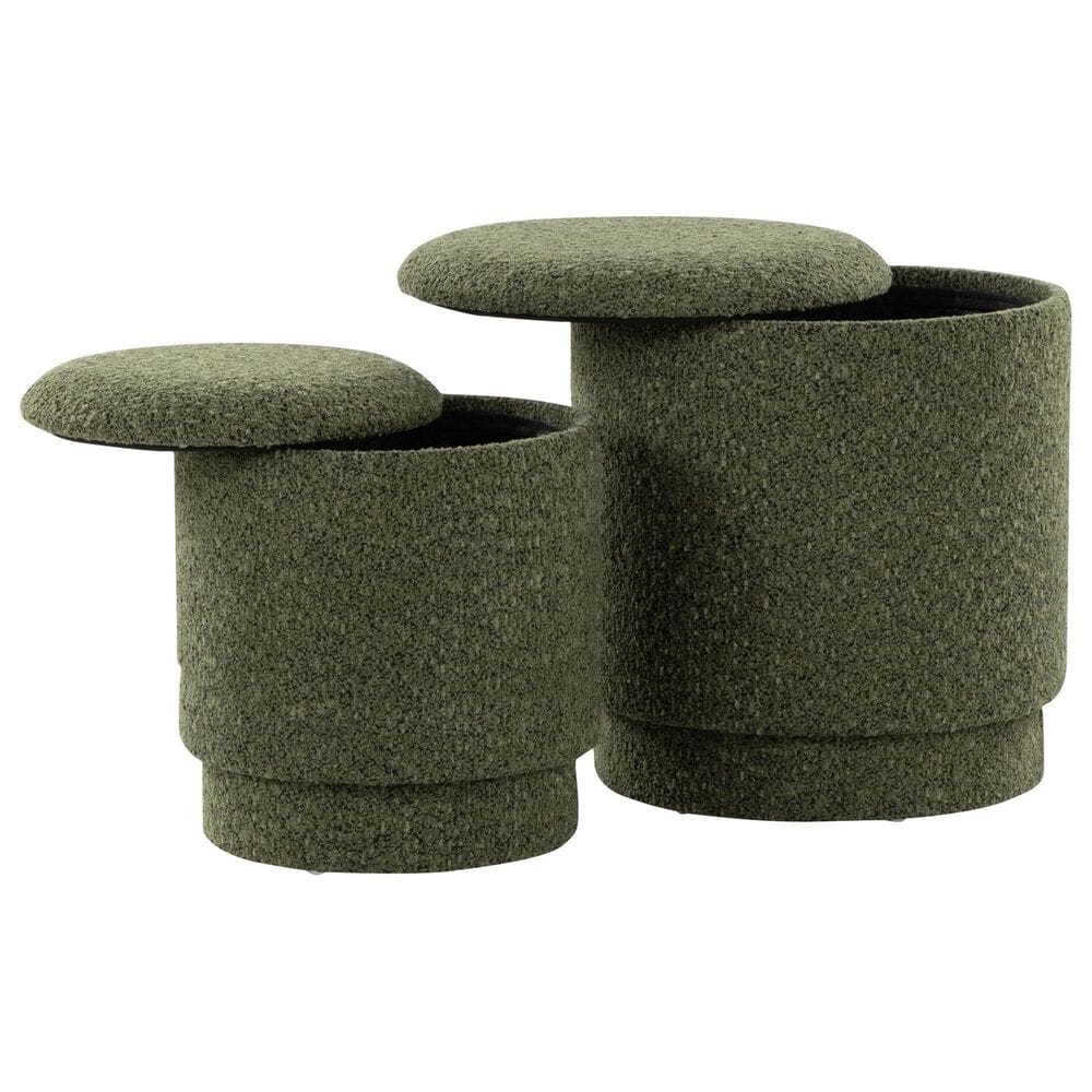 Lumisource Marla 2-Piece Upholstered Ottoman Set in Dark Green, , large
